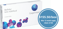 Load image into Gallery viewer, Cooper Biofinity Toric Multifocal - 6 Lenses
